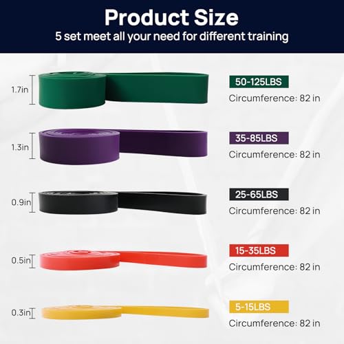 Resistance Bands, Pull Up Assist Bands - Workout Bands, Eexercise Bands, Long Resistance Bands Set for Working Out, Fitness, Training, Physical Therapy for Men Women