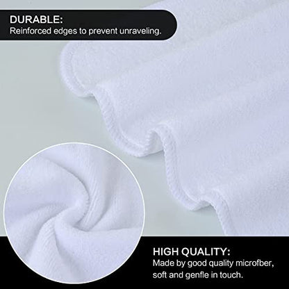 Microfiber Facial Cloths Fast Drying Washcloth 12inch x 12inch White 2 pack - color: White, size: 1 Count (Pack of 2)