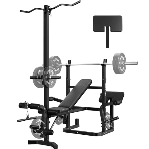 Z3 900LBS Olympic Weight Bench Set with Leg Extension, 9 in 1 Workout Press with Preacher Curl Pad and LAT Pulldown, Strength Training Bench for Home Gym - color: Black