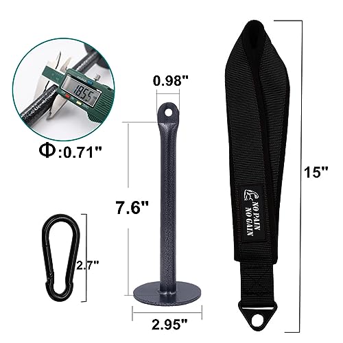 Arm Wrestling Training Strap Belt Hand Grip Arm Finger Forearm Exerciser Strengthener for Cable Machine and Free Weight - color: black with 18mm loading pin