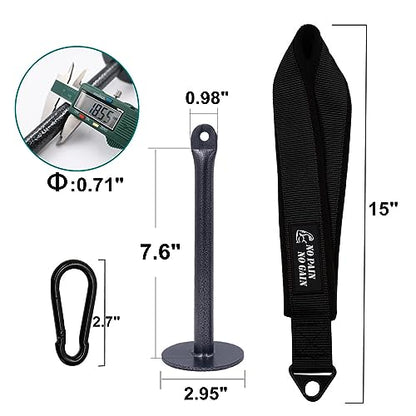 Arm Wrestling Training Strap Belt Hand Grip Arm Finger Forearm Exerciser Strengthener for Cable Machine and Free Weight - color: black with 18mm loading pin