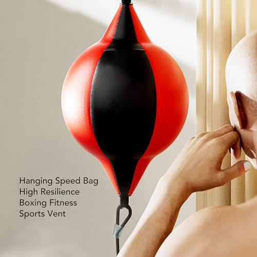 Double End Punching Bag, Boxing Striking for Training PU Leather Boxing Reflex Ball Hanging Boxing Ball with Adjustable Cord for, Hand Eye Coordination Training