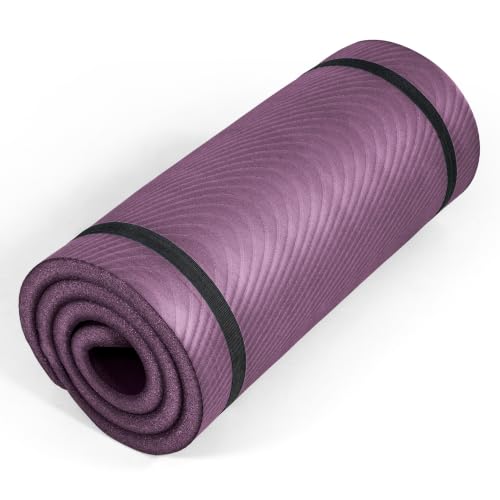 Tone Fitness 1-Inch Thick Yoga Mat | High-Density, Non-slip Exercise Mat with Carrying Strap for Yoga, Pilates, & Home Gym Workouts | Multiple Options