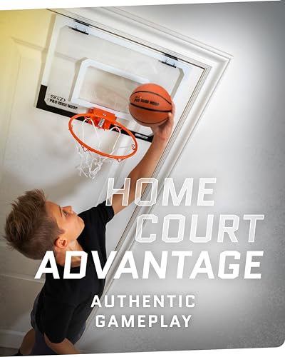 SKLZ Pro Mini Indoor Basketball Hoop with Ball, Over the Door, Shatter-Proof Backboard, Spring-Action Break-Away Steel Rim, Great for Home, Dorm Room, and Office - style: Standard