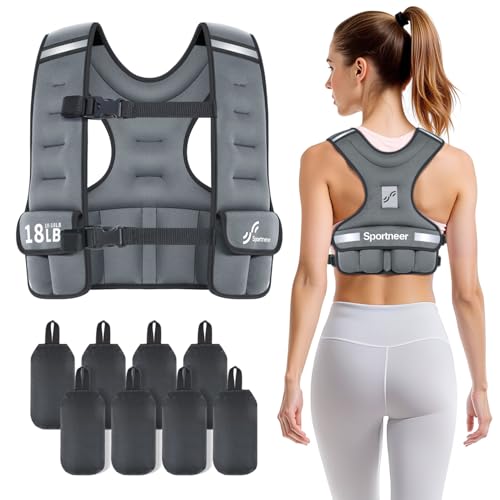 Sportneer Adjustable Weighted Vest Woman: 6-10lb/10-18lb Weighted Vests - color: Gray, size: 10-18 lbs