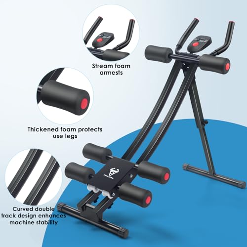 Abdominal Trainers, Adjustable AB Machine at Home or Gym for Core Strength Training, Ab Cruncher Foldable Fitness Gear for Men and Women Exercise &Workout