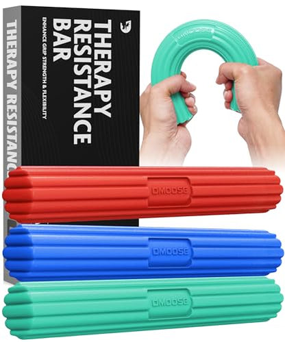 DMoose Fitness Flex Resistance Bar for Physical Therapy - Non-Slip Odorless Material, Exercise Bar for Tennis & Golfers Elbow Tendonitis Relief - Wrist and Forearm Strengthener & Grip Strength Trainer