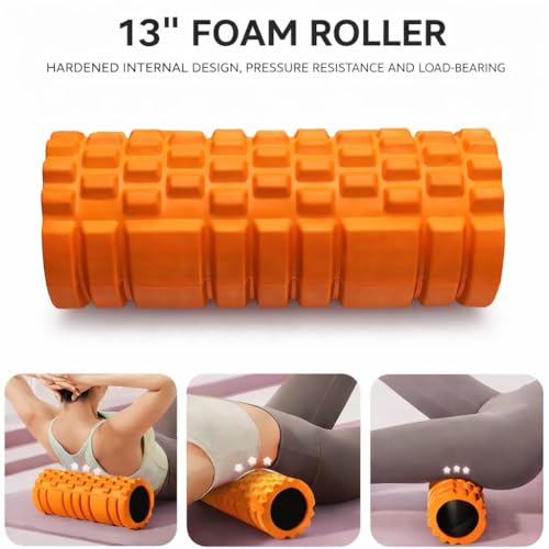 5 in1 Foam Roller Set, Trigger Point Foam Roller, Massage Roller Stick, Massage Ball, Resistance Band for Deep Muscle Massage Pilates Yoga,Fitness Exercise for Whole Body
