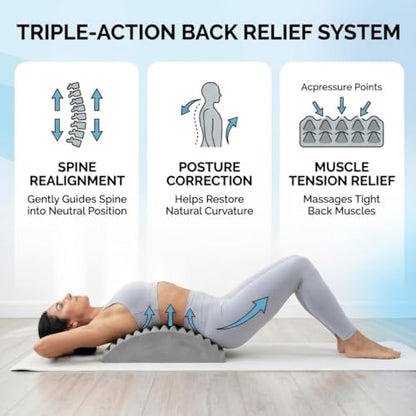 Foam Back Stretcher for Gentle Daily Stretching | Lumbar Support Pillow, Lower Back Relief, Posture Correction, Spine Support, Lightweight