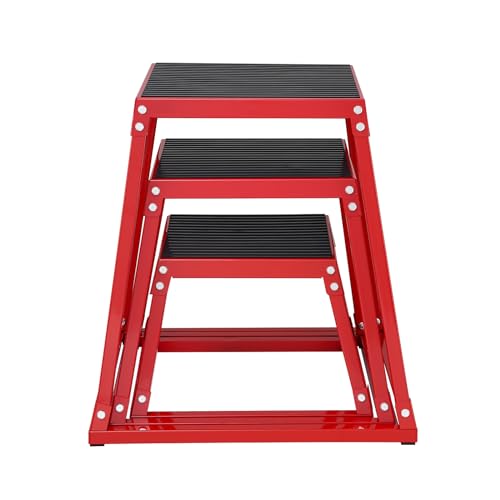 VEVOR Plyometric Jump Box, 18 Inch Plyo Box, Steel Plyometric Platform and Jumping Agility Box, Anti-Slip Fitness Exercise Step Up Box for Home Gym Training, Conditioning Strength Training