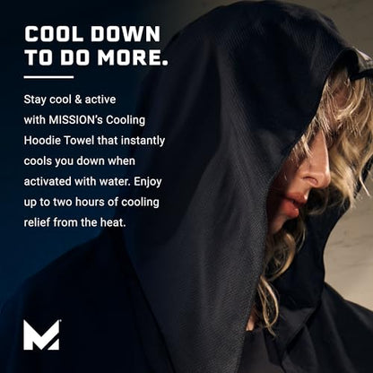 MISSION Cooling Hoodie Towel, Evaporative Cool Technology, Cools Instantly When Wet, UPF 50 Sun Protection, Contours Your Head to Stay in Place, Great for Sports, Fitness, Gym - color: Hi Vis Yellow