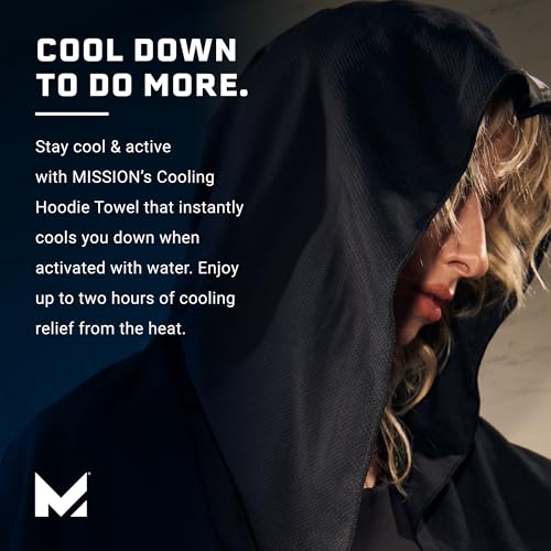 MISSION Cooling Hoodie Towel, Evaporative Cool Technology, Cools Instantly When Wet, UPF 50 Sun Protection, Contours Your Head to Stay in Place, Great for Sports, Fitness, Gym - color: Astra Lapis Blue