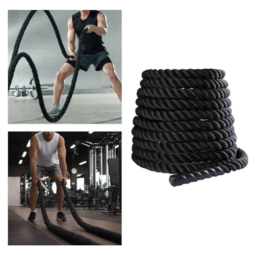 Battle Rope 9.18/9.8ft Length Heavy Battle Exercise Training Rope Workout Rope Fitness Rope for Strength Training Homes Gym 25mmx2.8m Black