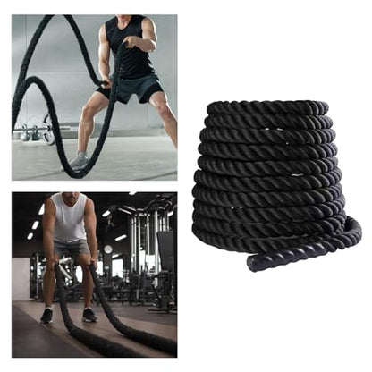 Battle Rope 9.18/9.8ft Length Heavy Battle Exercise Training Rope Workout Rope Fitness Rope for Strength Training Homes Gym 25mmx2.8m Black
