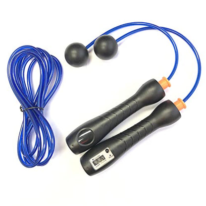 OYSTERBOY 2 In 1 Cordless Jump Rope with Rubber Balls and Durable Steel Wire PVC Jump Rope with Counter, Adjustable Length Weighted Skipping Rope for Fitness Crossfit Boxing Exercise Training Indoor