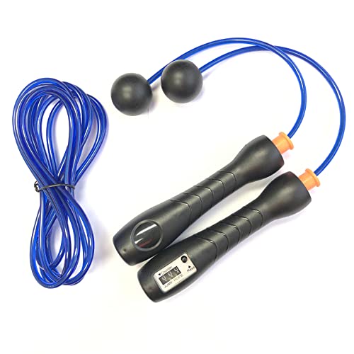 OYSTERBOY 2 In 1 Cordless Jump Rope with Rubber Balls and Durable Steel Wire PVC Jump Rope with Counter, Adjustable Length Weighted Skipping Rope for Fitness Crossfit Boxing Exercise Training Indoor