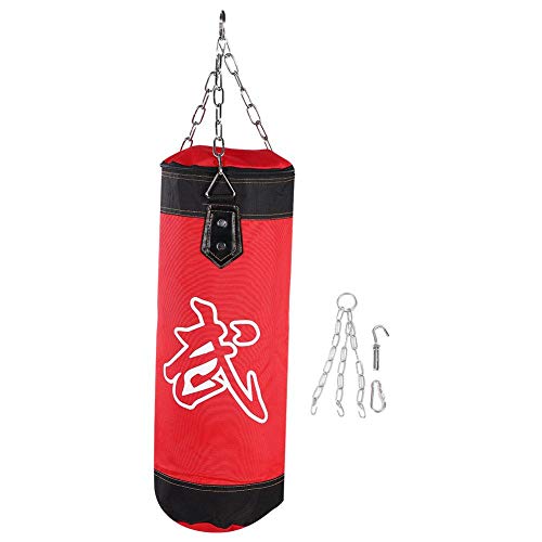 Tbest Heavy Boxing Punching Bag, Empty Sandbag Hanging Punching Bag Training MMA Kickboxing Muay Thai Boxing Sandbag Hook Kick Sandbag for Kid Adult - color: Red, size: 60CM