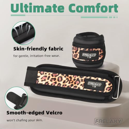 Frelaxy Ankle Wrist Weights for Women Men Kids, Comfy& Adjustable Leg Arm Weights Set for Walking, Gym, Yoga, Pilates, Dance, Cardio & Strength Training 1lb 2lbs 3lbs 1 Pair