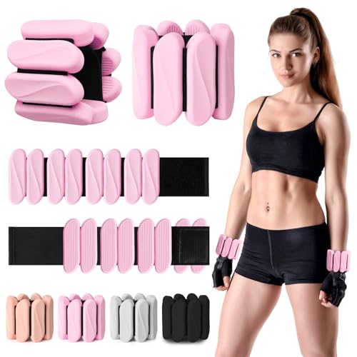 Wrist Weights, 2Pack Wearable Wrist Ankle Weights for Women & Men, Adjustable Arm and Leg Weights, Silicone Weighted Bangles for Walking Yoga Pilates Running Dance Gym 2lb