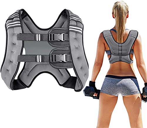 Weighted Vest for Women and Men 8 12 16 20 25 30 Lbs with Reflective Stripe and Double Adjustable Buckle Straps Weight Vests for Strength Training, Jogging, Cardio, Weight Loss - color: Gray, size: 8lbs