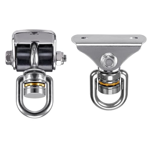 2 Pack Silent Swing Hanger Heavy Duty Stainless Steel Swing Hook with Swivel Bearing for Hammock Chair, Porch Swing, Yoga Silk, Punching Bag 1000 lbs Capacity - color: 2pcs Silent Swing Hanger With Bearing