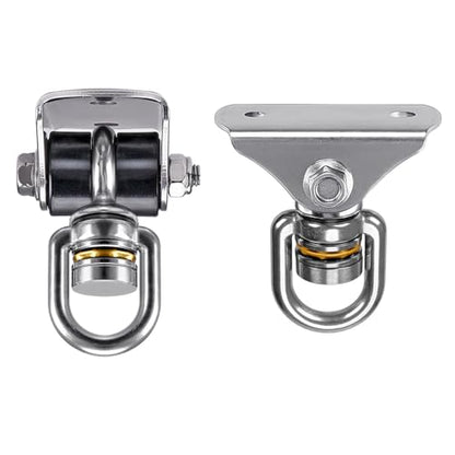 2 Pack Silent Swing Hanger Heavy Duty Stainless Steel Swing Hook with Swivel Bearing for Hammock Chair, Porch Swing, Yoga Silk, Punching Bag 1000 lbs Capacity - color: 2pcs Silent Swing Hanger With Bearing
