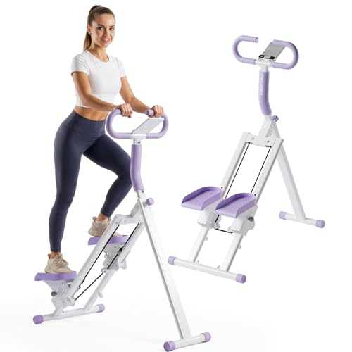 Stair Steppers for Exercise at Home, Folding Vertical Stair Stepper Climber, Full-Body Cardio Machine with Adjustable Handles, Steel Frame & Digital Monitor