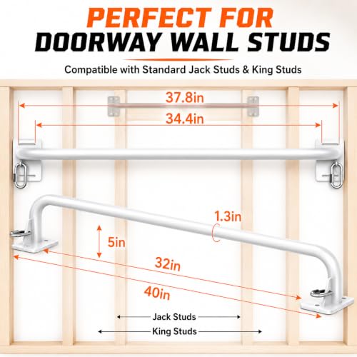 Wall Mounted Pull Up Bar - Heavy Duty Chin Up Bar, Pull-Up Bar for Garage, Joist, Wall Mount - Multifunctional Fitness Bar, Supports up to 600 Lbs - color: White01