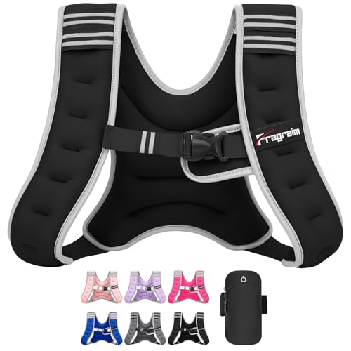 Weighted Vest for Women Men - 8lb/10lb/12lb/16lb/22lb/25lb/30lb Weight Vest with Reflective Stripe, Detachable Phone Pouch, Ideal for Walking, Strength Training, Running, Workout, Weight Loss