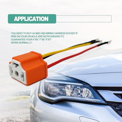 2Pcs Ceramic H4 9003 HB2 Headlamp Connector, H4 Head Light Relay Harness Kit, Compatible with Car Truck Boat Marine Head Light Fog Light, Fix Un-Standard H4 Plug Pins, Orange - color: Orange