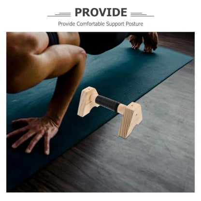 TEHAUX Wooden Push up Handles and Parallettes 30cm Pushup Bars for Floor Exercise Beech Wood Workout Grips Strength Training Equipment for Men and Women Calisthenics