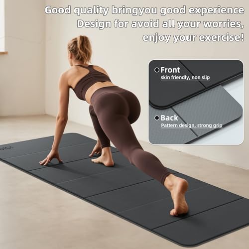 Foldable Yoga Mat Extra Thick 0.32 Inches(8mm) | SGS-certified, odorless POE. Non-slip surface & no curling edges. Great for yoga, Pilates & home gym.