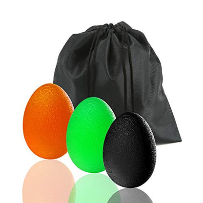 Hand Squeeze Stress Balls Set with Carry Bag 3 Resistance, Finger Wrist Arthritis Therapy Rehab Exerciser, Carpal Tunnel, Stroke Rehabilitation Equipment