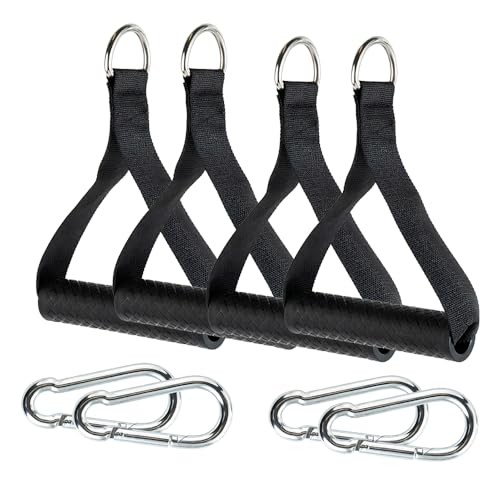 Resistance Band Handles, Double D-Ring Grips, Heavy Duty Exercise Handles for Cable Machine Attachment