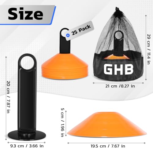 GHB Soccer Cones 25/50/100 Pack Disc Soccer Sport Cones - color: 25Pcs Orange