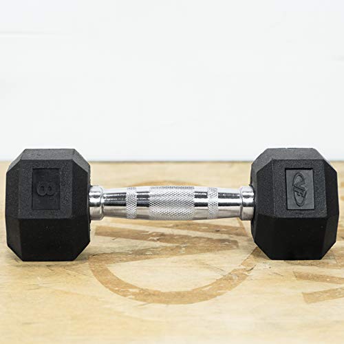 Valor Fitness Rubber Hex Dumbbell Free Weights for Home Gym Workout Equipment for Strength Training