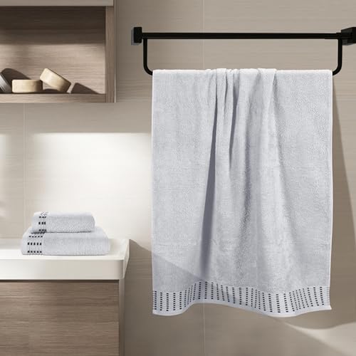 MALLONI HOME Ultra Soft 3 Pack Cotton Towel Set, Contains a Bath Towels 28x55 inch, a Hand Towels 16x24 inch & a Wash Coths 12x12 inch, Ideal Everyday use, Compact & Lightweight - Light Grey - color: Light Grey, size: 3 Pack Set
