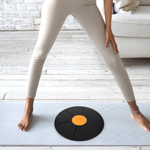 Non-slip Balance Board Trainer with Adjustable Angle for Stability Core Training PP Material Fitness Equipment for Yoga Rehabilitation and Exercise at Home Gym Black Orange