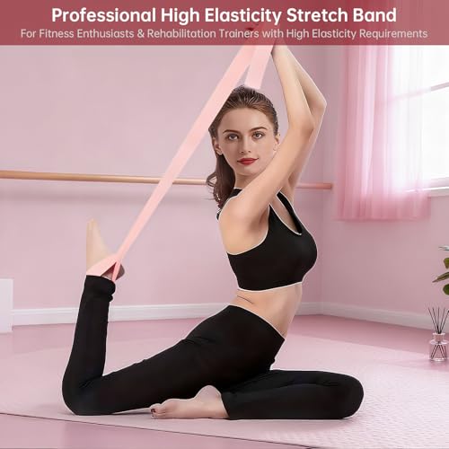 Stretching Strap with 10 Loops, 4cm Wide Food Grade Silicone Yoga Strap for Physical Therapy, Pilates & Flexibility Training, Non-Slip Full Body Stretch Band for Home Gym