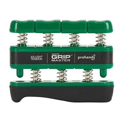 Prohands Gripmaster Hand Exerciser, Finger Exerciser (Hand Grip Strengthener), Spring-Loaded, Finger-Piston System, Isolate & Exercise Each Finger - color: Green - Gripmaster, size: 1.5 lb (XX-Light Tension)