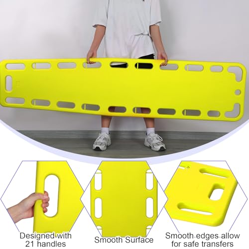 72.83 x 17.72 x 2.5 Inch Spine Board Stretcher with Backboard Straps, Backboard Immobilization Portable Spine Stretcher Plastics Lightweight Base Board (Yellow) - color: Yellow