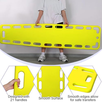 72.83 x 17.72 x 2.5 Inch Spine Board Stretcher with Backboard Straps, Backboard Immobilization Portable Spine Stretcher Plastics Lightweight Base Board (Yellow) - color: Yellow