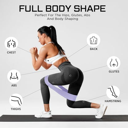 12 Pcs Fabric Resistance Bands for Working Out Non-Slip Booty Exercise Loop Bands for Women Men Glutes Hip Thigh Butt Yoga Pilates Fitness Gym, Light Medium Heavy