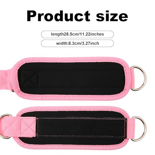 2pcs Gym Ankle Strap for Machine, Neoprene Padded D Ring Leg Band Adjustable Fitness Foot Ankle Wrist Cuffs for Women Men Glute Kickbacks Workouts Exercises Accessories Attachment