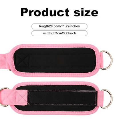 2pcs Gym Ankle Strap for Machine, Neoprene Padded D Ring Leg Band Adjustable Fitness Foot Ankle Wrist Cuffs for Women Men Glute Kickbacks Workouts Exercises Accessories Attachment