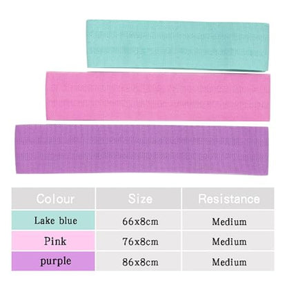 Fabric Non-Slip Resistance Band Set for Legs and Butt with Exercise s (3-Piece)