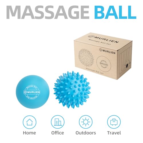 Massage Ball Set, Spiky Ball & Lacrosse Ball for Body Massage, Muscle Relief, Deep Tissue, Myofascial Release, Massager for Neck, Shoulder, Back, Foot or Muscle Tension (Blue)
