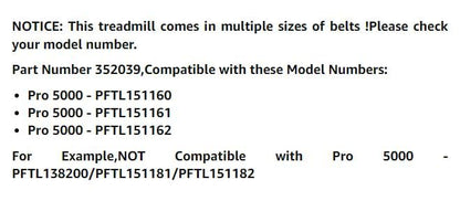 Treadmill (Running Belt) Walking Belt Compatible with Proform Pro 5000,Part Number 352039,Model PFTL151160,PFTL151161,PFTL151162,(Applicable Models Please Refer to The List) - style: Pro 5000(PFTL15116X)