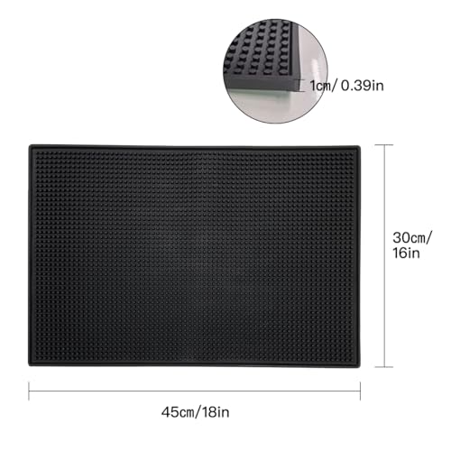 2 Pcs Rubber Bar Mat 18x12 In, Thick Durable Anti-slip Rubber Bar Spill Mat, Premium PVC Service Pad for Kitchen, Restaurant, Countertop, Hotel, Beverages, Black - size: (18"x12"-2Pcs)