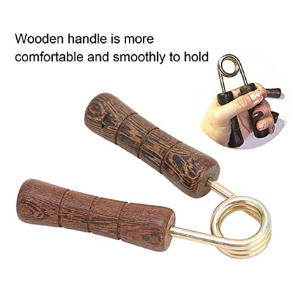 Hand Grip Strengthener, Wood Handle Hand Grip Strengthener, Wrist & Forearm Hand Exerciser Metal Grip Strength Trainer Hand Grip Finger Strengthener